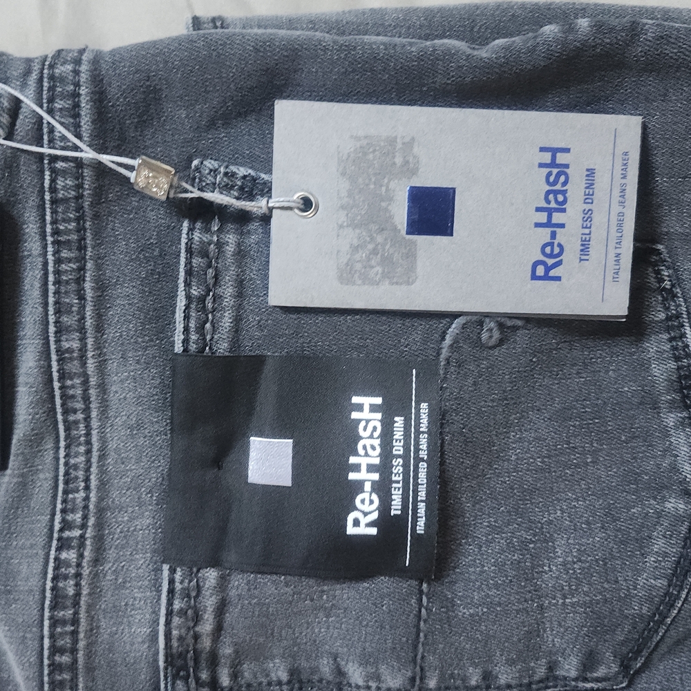 Re-Hash Denim Jeans. Model: Rubens Grey: Size 34. Blue: Size 33. Made In Italy.